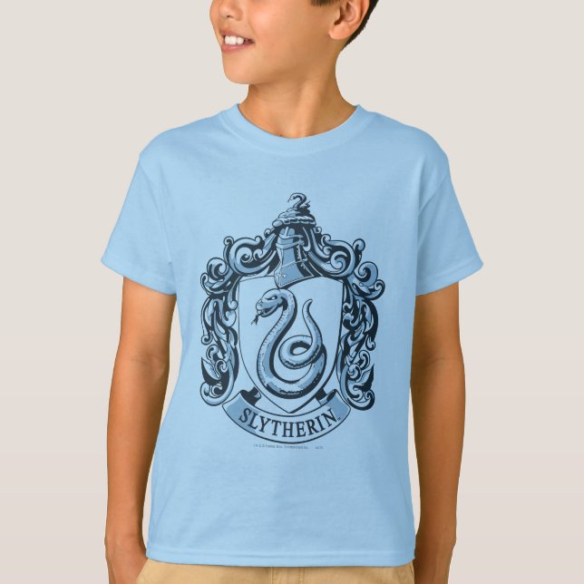 Camiseta Harry Potter | Escudo Slytherin - Azul helado (Anverso)