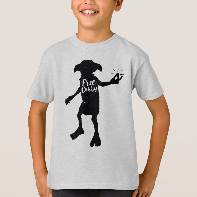 Camiseta Harry Potter | Tipografía de silueta "Dobby libre" (Anverso)