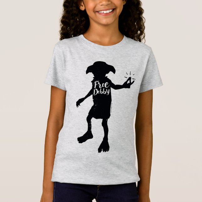 Camiseta Harry Potter | Tipografía de silueta "Dobby libre" (Anverso)