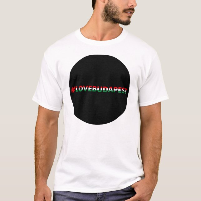 Camiseta hashtag love Budapest, black circle (Anverso)