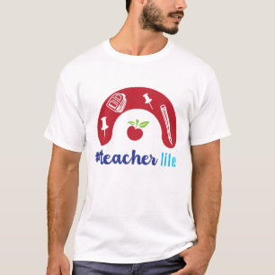 Camiseta Hashtag Teacher Life School Iconos