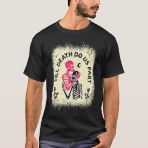 Camiseta Hasta que la muerte nos separe esqueleto negro ros