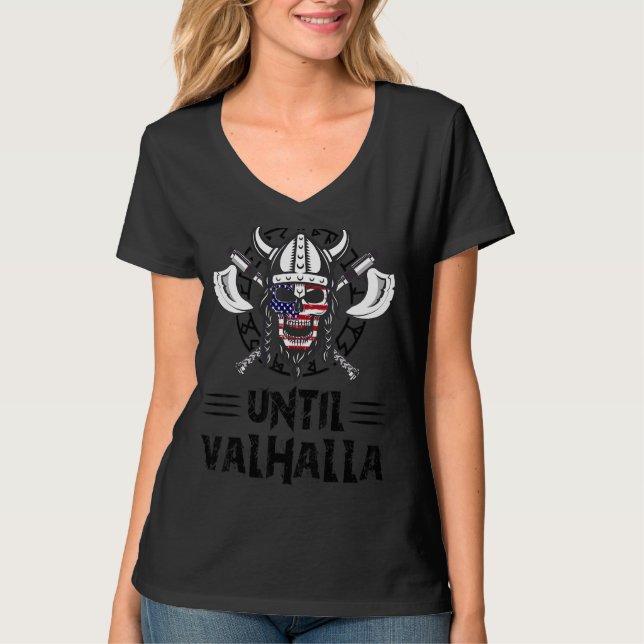 Camiseta Hasta que Valhalla Viking Us Flag (Anverso)