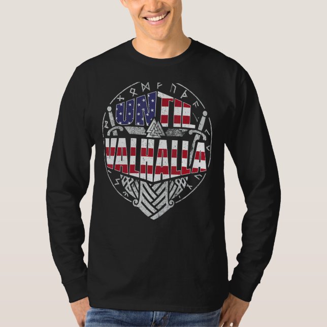 Camiseta Hasta que Valhalla Viking Us Flag (Anverso)