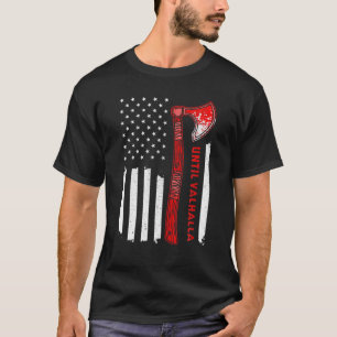 Camiseta Hasta Valhalla Bandera Americana - Vikings Ax Nors