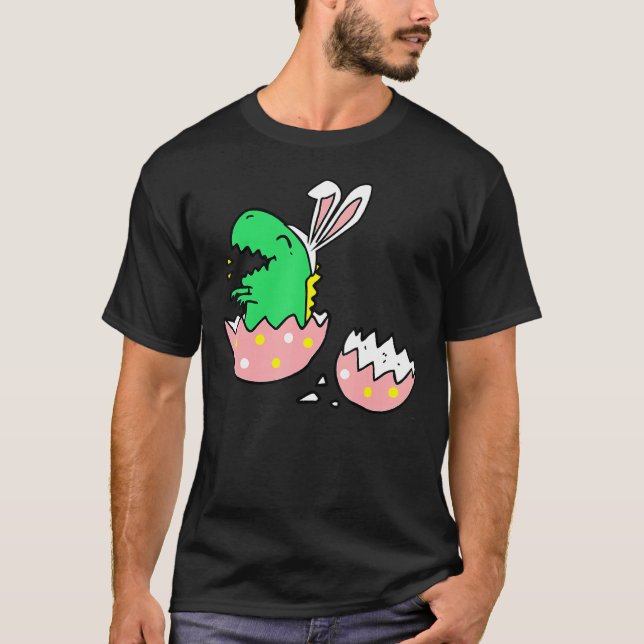 Camiseta Hatching T Rex Bunny Ears Easter For Teacher (Anverso)