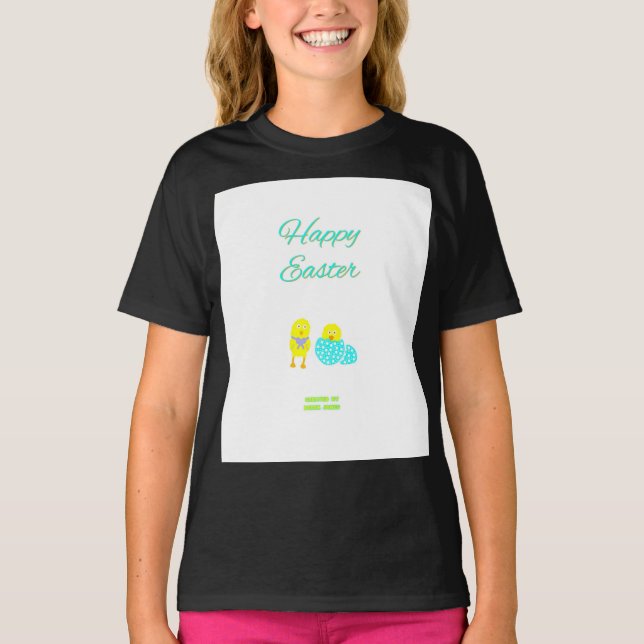 Camiseta Hatchlings de Pascua Chicas Camisas Black Basic T (Anverso)