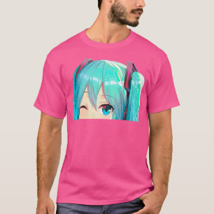 Camiseta Hatsune Miko Peeker Peeking Ventana Chica Anime Mi