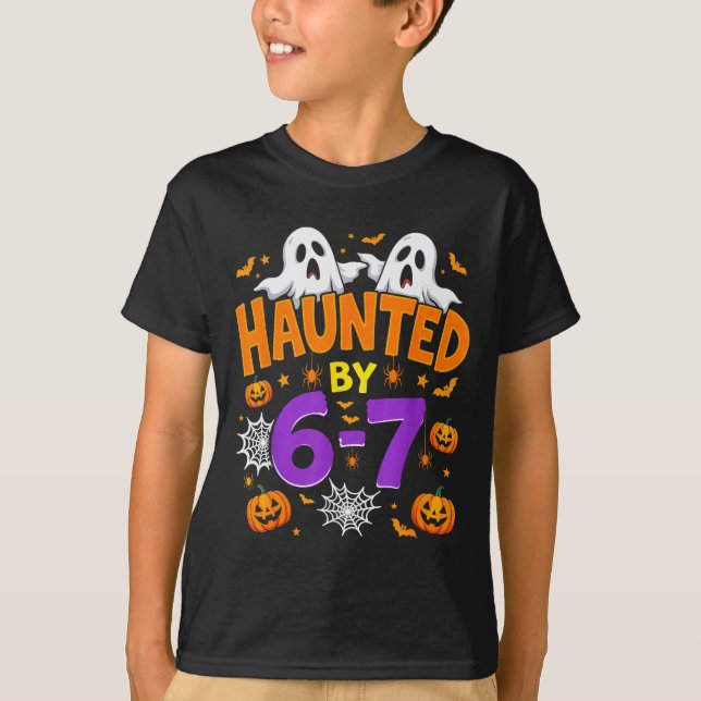 Camiseta Haunted By 67 Funny Six Seven Meme Pumpkin Ghost H (Anverso)