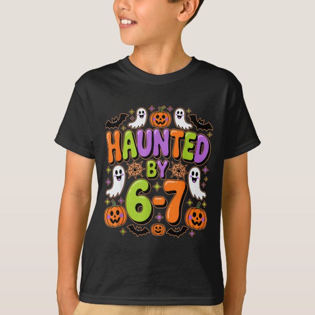 Camiseta Haunted By 6-7 Costume Halloween 6-7 Meme Six Seve (Anverso)