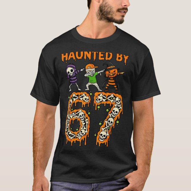 Camiseta Haunted By 6-7 Halloween Skeleton Dabbing Meme Men (Anverso)