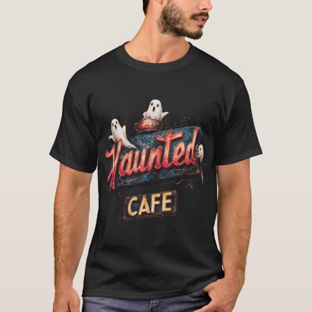 Camiseta Haunted Cafe Cute Ghost Halloween (Anverso)