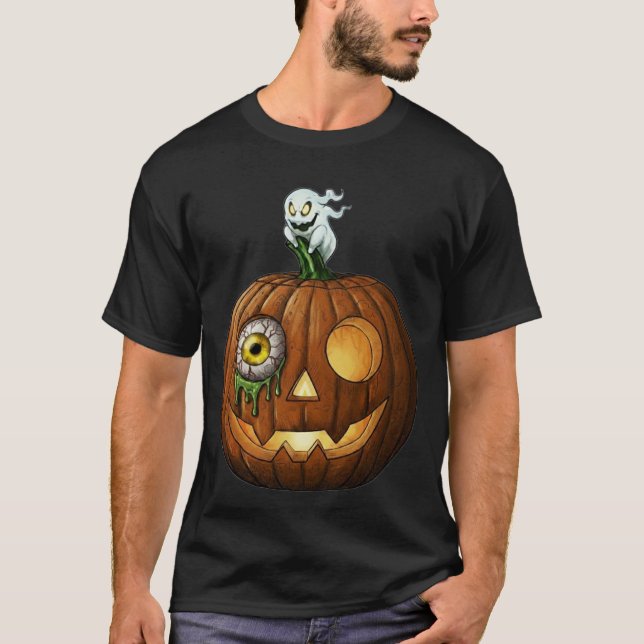 Camiseta Haunted Ghost & Dripping Eyeball Jack-O-Lantern (Anverso)