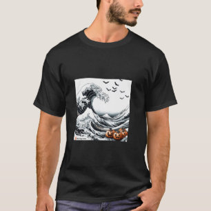 Camiseta Haunted Hokusai Wave Halloween Cats T Shirt