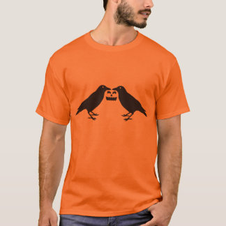 Camiseta Hauntingly Cute: Crows with Pumpkin & Hidden Ghost