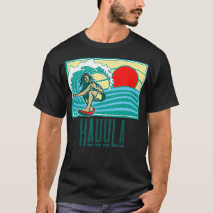 Camiseta Hauula Hawaii Vintage Surfer Wave Retro Gráfico