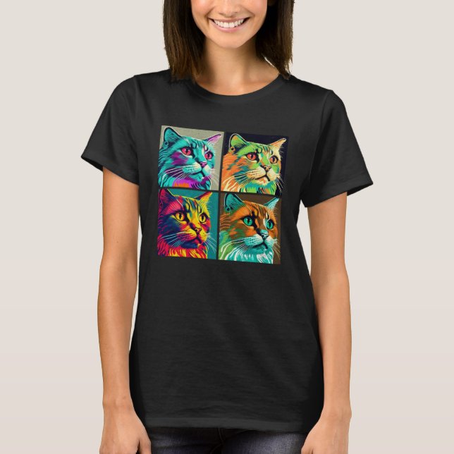 Camiseta Havana Brown Cat Pop Illustration Colorful Animal (Anverso)
