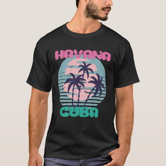 Camiseta Havana Palm trees Cuba Vacation Ocean Surfing Cari (Anverso)