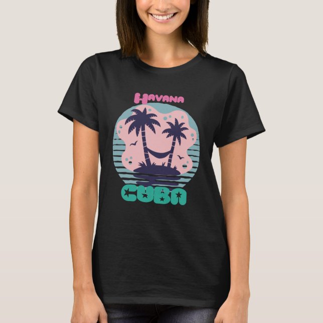 Camiseta Havana Surfing Palm trees Cuba Vacation Ocean (Anverso)