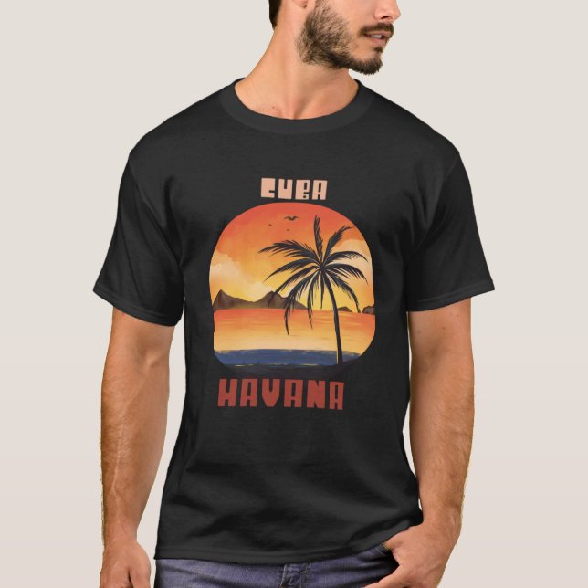 Camiseta Havana Vacation Cuba Palm trees Beach Surfing (Anverso)