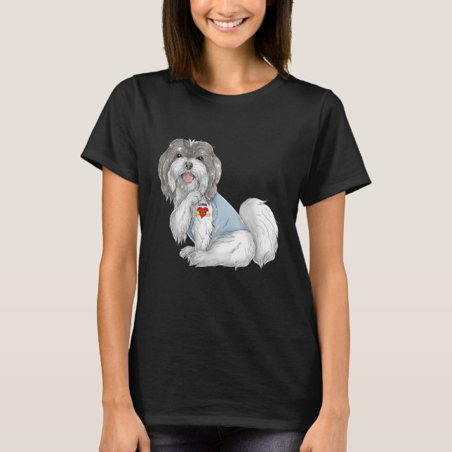 Camiseta Havanés I Love Mom Tattoo Dog Funny's Day (Anverso)