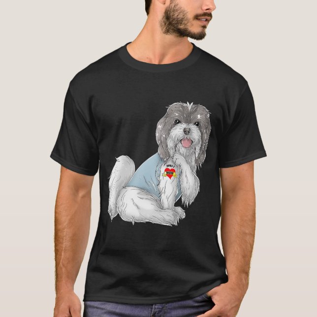Camiseta Havanés I Love Mom Tattoo Dog Funny's Day (Anverso)