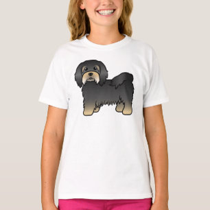 Camiseta Havanés negro y bronceado, perro de dibujos animad