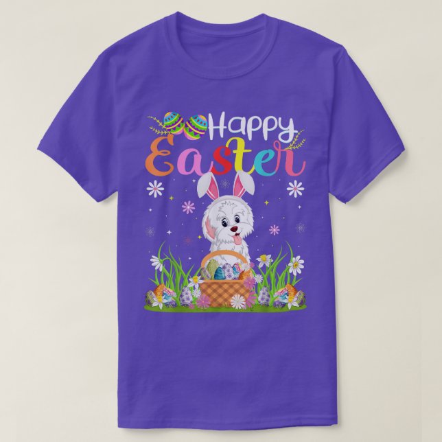 Camiseta Havanese Dog Bunny Egg Hunting Funny Havanese Happ (Diseño del anverso)