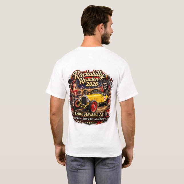 Camiseta Havasu Rockabilly Reunion 2026 T-Shirt (Reverso completo)