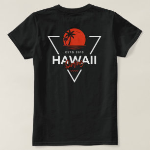 Camiseta Hawái Surf Vintage Atardecer Playa Tropical