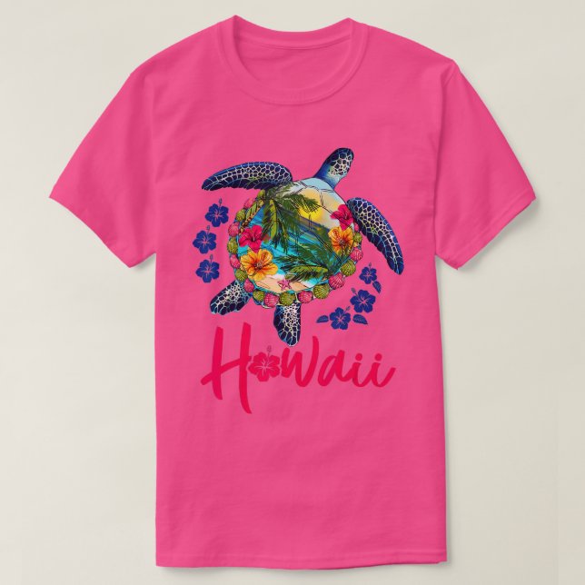 Camiseta Hawái Turtle Hawaii - Hibiscus Summer Vacati (Diseño del anverso)