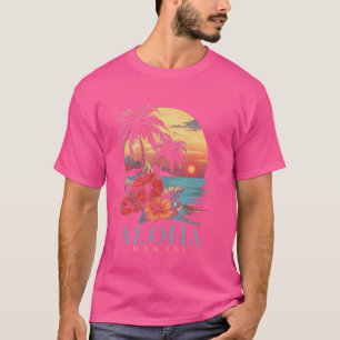 Camiseta Hawaii Aloha Hawaiian Hibiscus Surfer Souvenir Vin
