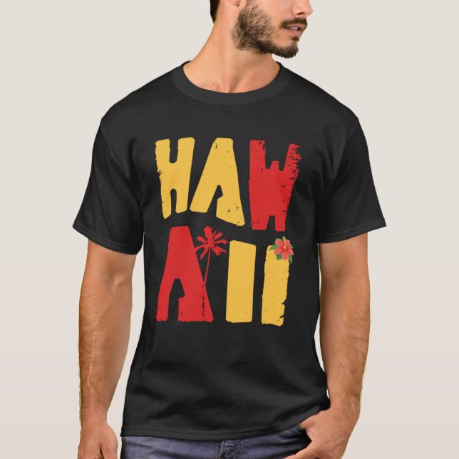 Camiseta Hawaii Aloha Hibiscus Hawaiian Islands Surfer Tiki (Anverso)