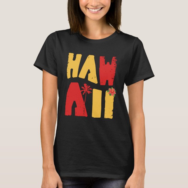 Camiseta Hawaii Aloha Hibiscus Hawaiian Islands Surfer Tiki (Anverso)