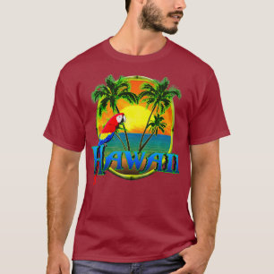 Camiseta Hawaii Beach Sunset Parrot Premium