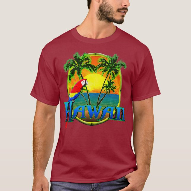 Camiseta Hawaii Beach Sunset Parrot Premium (Anverso)