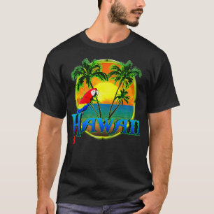 Camiseta Hawaii Beach Sunset Parrot Premium