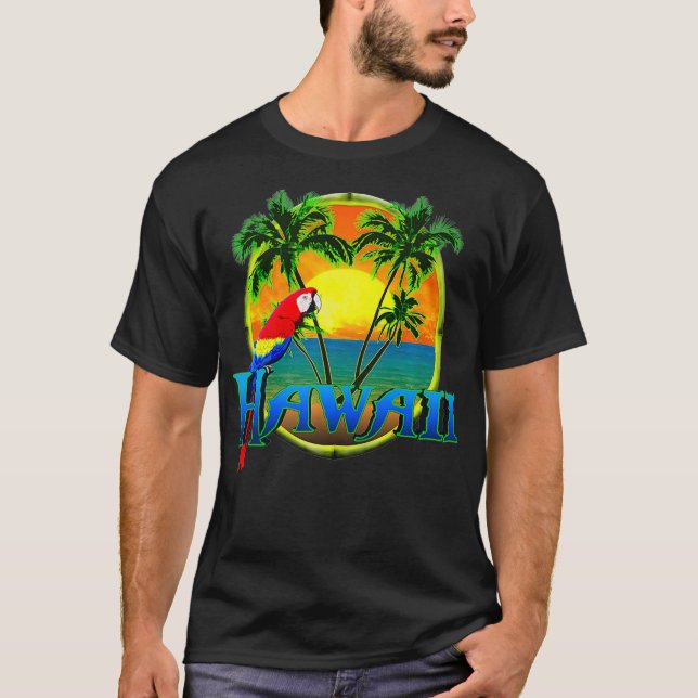 Camiseta Hawaii Beach Sunset Parrot Premium (Anverso)
