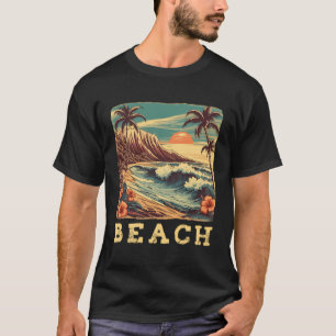 Camiseta Hawaii Beach Surfer Vintage Vacaciones Retro Aloha