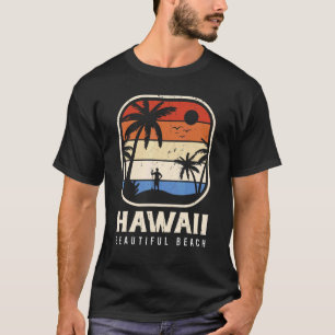 Camiseta Hawaii Beautiful Beach Island Palm Surfboard