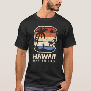 Camiseta Hawaii Beautiful Beach Island Palm Surfboard