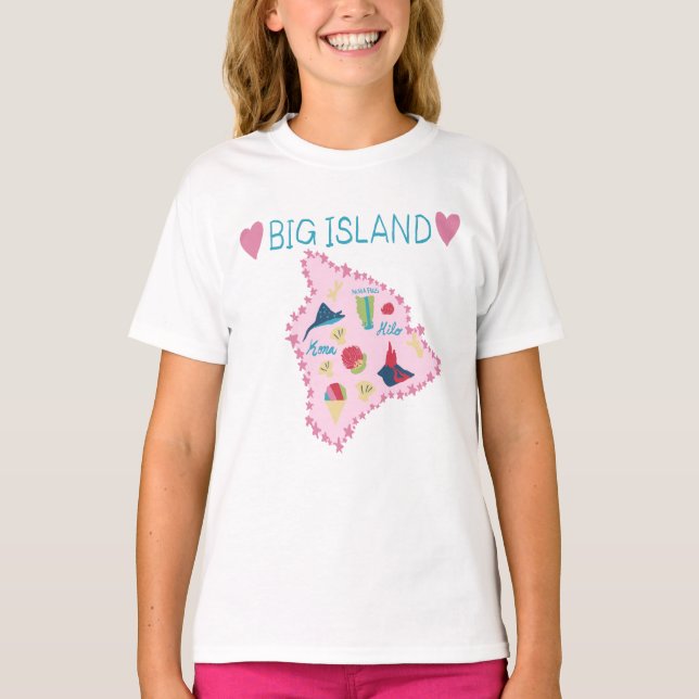 Camiseta Hawaii Big Island Map Cute Pastel Illustration  (Anverso)