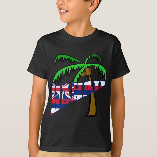 Camiseta Hawaii con los productos de la palmera (Anverso)