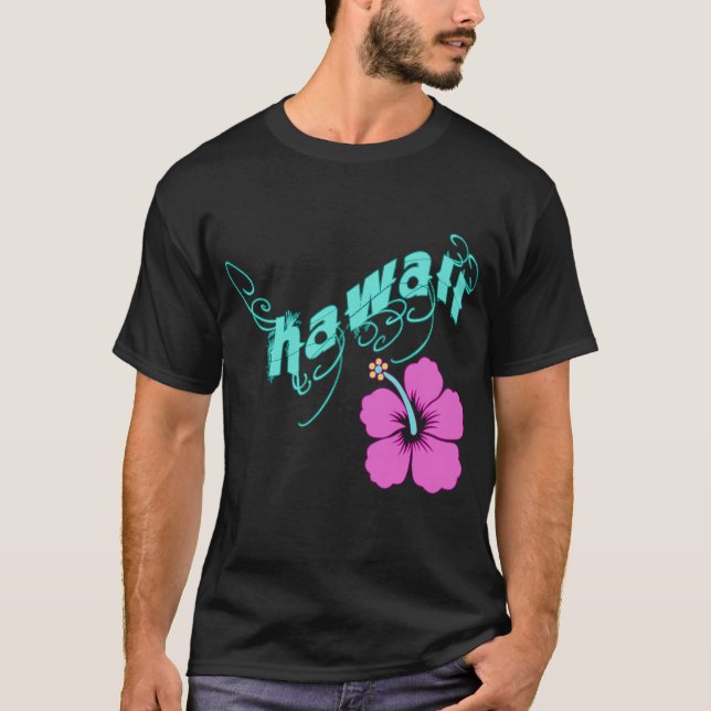 Camiseta Hawaii con los productos del hibisco (Anverso)