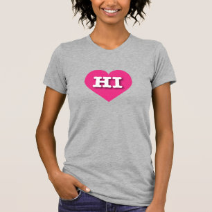 Camiseta Hawaii corazón rosado caliente - Amo HI
