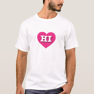 Camiseta Hawaii corazón rosado caliente - Amo HI