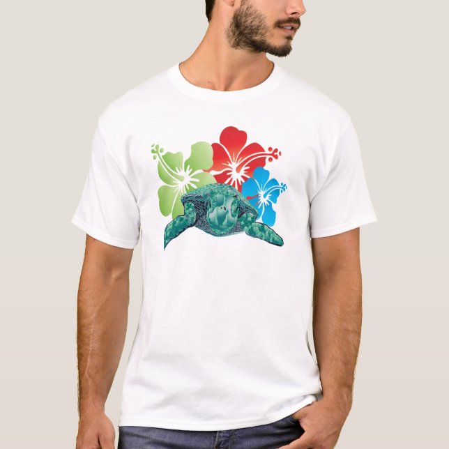 Camiseta Hawaii Hibiscus Turtle (Anverso)