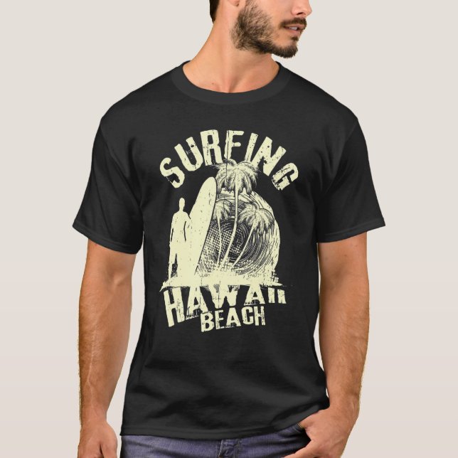 Camiseta Hawaii Isla Hawái Vintage Surfing Beach (Anverso)