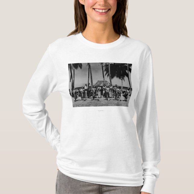 Camiseta Hawaii - línea de baile de los chicas de Hula (Anverso)