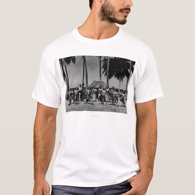 Camiseta Hawaii - línea de baile de los chicas de Hula (Anverso)